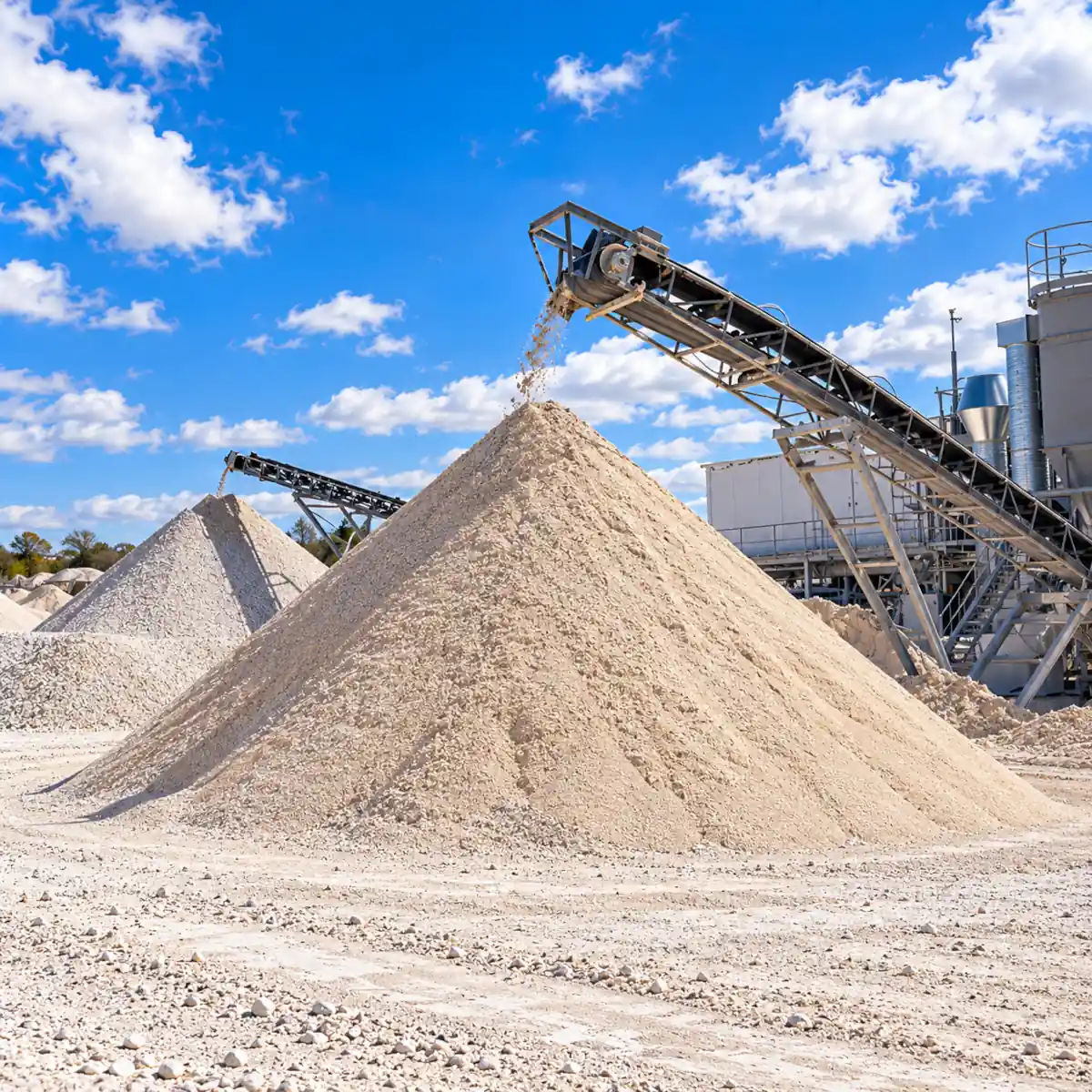 Áridos y polvo abrasivo en proceso industrial