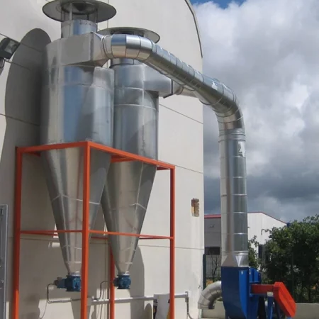 Filtros ciclónicos o ciclofiltros decantadores de polvo con limpieza por aire comprimido
